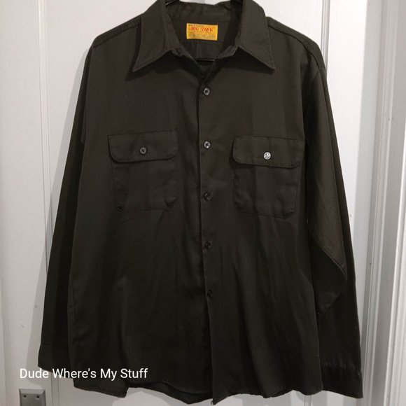 BIG YANK "WORKMATES" LONG SLEEVE BUTTON DOWN ARMY GREEN - SIZE LARGE (SEE SIZES) - Picture 1 of 3